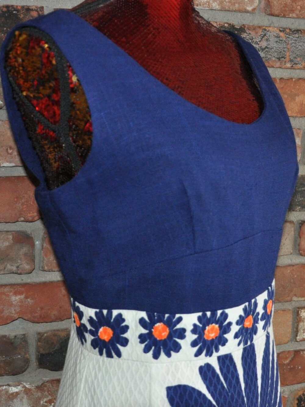 Vintage 70s Feminette Models London Empire Waist Sleeveless Floral MAXI  Dress M - Picture 3 of 8